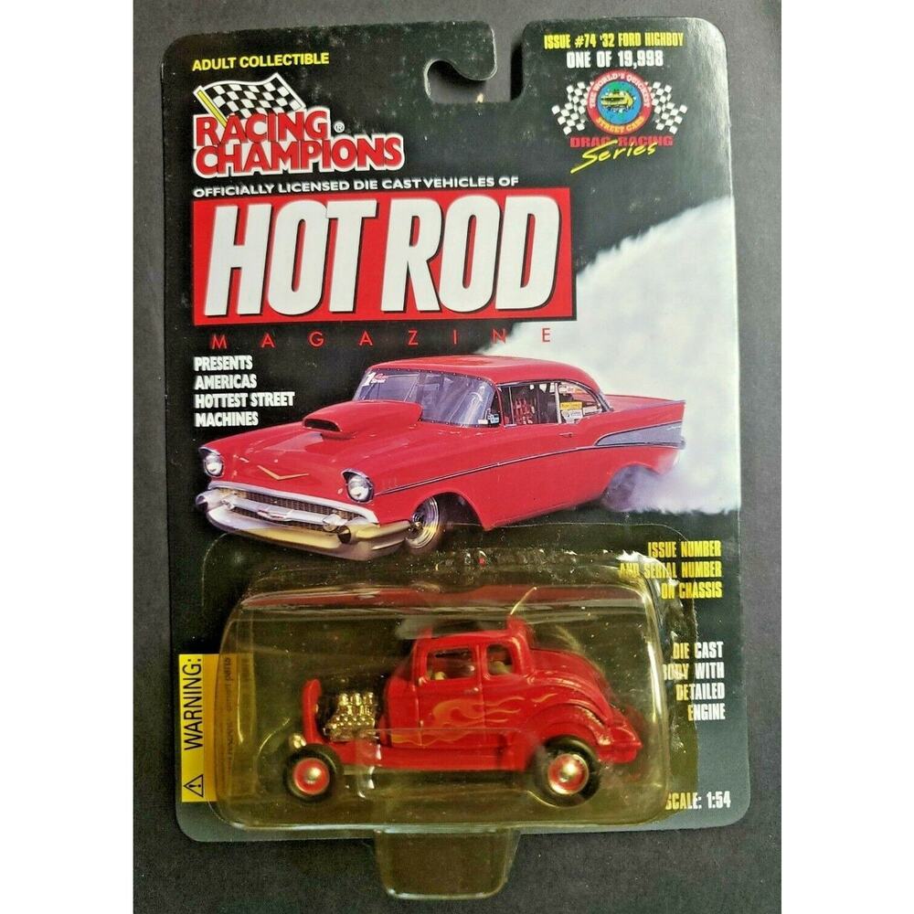 1997 Racing Champions Hot Rod Mag #74 '32 Ford‎ Highboy Red 1:54 HW1